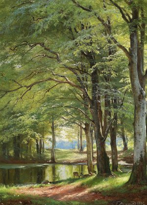 Alob gennem skoven by Carl Frederic Aagaard - Oil Painting Alob gennem skoven by Carl Frederic Aagaard - Hand-Painted Oil Painting Reproduction